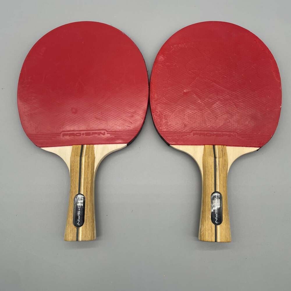 Pro Spin Ping Pong Paddle Set Of 2 Red Black Table Tennis Paddles/ Rackets *Read